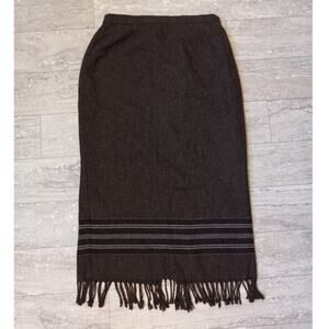 VTG Requirements Petite brown tweed wool scarf midi skirt SIZE 10